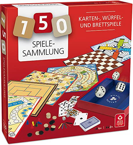 ASS Altenburger 22501344 Spielesammlung mit 150 Spielmöglichkeiten-mit Mühle, Dame, Gänsespiel und Mehr, rot von ASS Altenburger