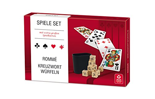 ASS Altenburger 22570305 - Spiele Set - Rommé / Kreuzwortwürfeln mit extra groߟen Spielkarten von ASS