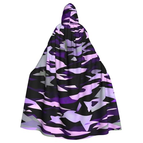 ASSORT Amerikanischer Camouflage-Umhang mit Kapuze, Hexenmantel für Halloween, Cosplay und Vampir-Party, Uni, für Erwachsene, Violett von ASSORT