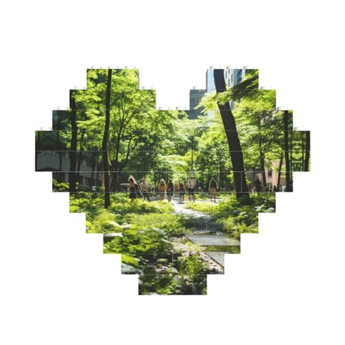 Blumen Grünpflanzen Stadtleben Druck Baustein Block Puzzle Herzform Personalisierte Individuelle Valentinstag Geschenke von ASSORT