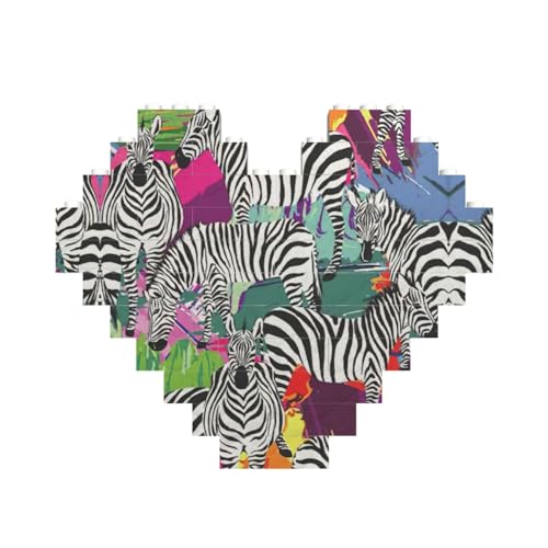 Zebra Print Building Brick Block Puzzle Heart Shaped, Personalized Custom Valentine's Day Gifts von ASSORT