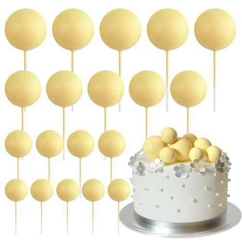 ASTARON 20 Stück Tortendeko Kugeln Cake Topper, Mini-Ballons Tortenaufleger für Hochzeit Party Babyparty Geburtstag Torte Dekorieren(Gelb) von ASTARON