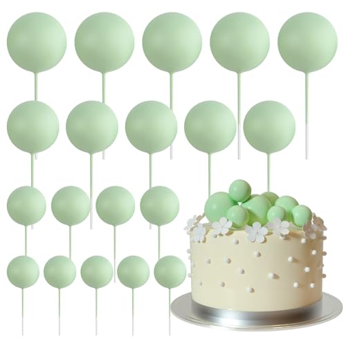 ASTARON 20 Stück Tortendeko Kugeln Cake Topper, Mini-Ballons Tortenaufleger für Hochzeit Party Babyparty Geburtstag Torte Dekorieren(Hellgrün) von ASTARON