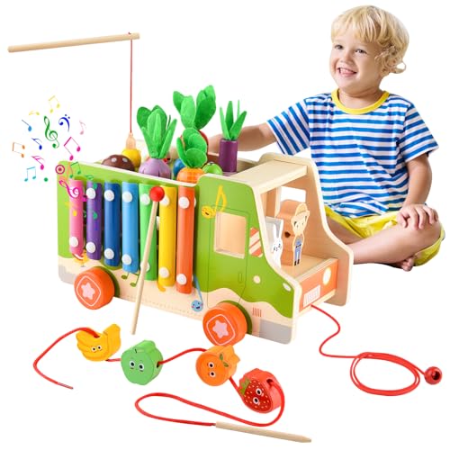 ASTARON 8 in 1 Montessori Feinmotorik Spielzeug, hämmerndes Hämmerspielzeug mit Angelspiel, Xylophon, Vorschule, Lernspielzeug, Lernauto, Aktivitäten für Kleinkinder von ASTARON