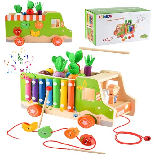 ASTARON 8 in 1 Montessori Feinmotorik Spielzeug, hämmerndes Hämmerspielzeug mit Angelspiel, Xylophon, Vorschule, Lernspielzeug, Lernauto, Aktivitäten für Kleinkinder von ASTARON