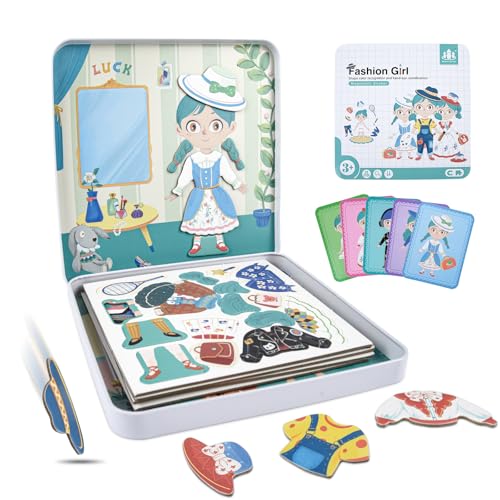 ASTARON Magnetische Puzzle-Spielbox für Kleinkinder, Pädagogisches Reisespiel Auto-Flugzeug Aktivitäten für Kinder, mit 2 Szenen und 62 magnetischen Puzzles, Geburtstagsgeschenke für Kinder von ASTARON