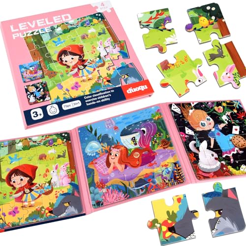 ASTARON Magnetische Puzzle für Kinder, 20-25-30 Stück Märchen Kinderpuzzle ab 3 Jahre, Beschäftigung für Kinder im Autofahrt Flugzeug, Kindergeburtstag Geschenke von ASTARON