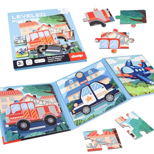 ASTARON Magnetische Puzzle für Kinder, 12-16-20 Stück Fahrzeug Kinderpuzzle ab 3 Jahre, Beschäftigung für Kinder im Autofahrt Flugzeug, Kindergeburtstag Geschenke von ASTARON