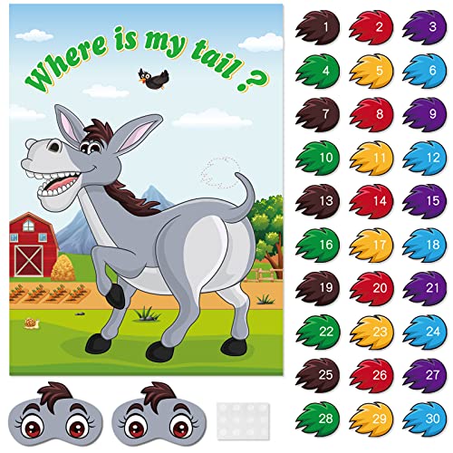 ASTARON Pin The Tail on The Donkey, Esel Spielen mit 30 Stück Schwanz für Kinder Geburtstagsparty Karneval Zirkus Party Supplies ASTARON Pin The Tail on The Donkey, Esel Spielen mit 30 Stück Schwanz für Kinder Geburtstagsparty Karneval Zirkus Party Supplies von ASTARON