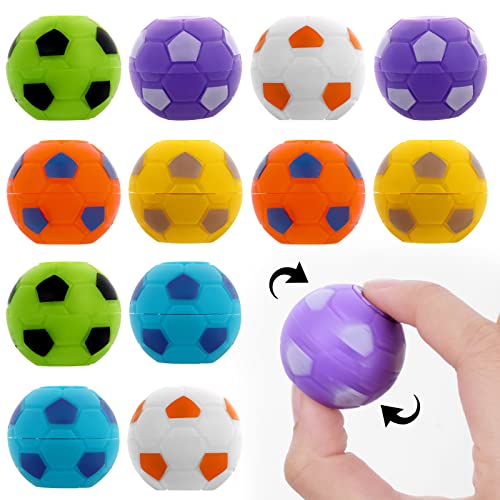 12 Stück Fußball Spinner Fingerspitzen Spielzeug 3,5 cm Drehbare Stressbälle Spiel, Mini Fusball Football Stress Relief Toys, Anti Stress Sensorisches Spinnendes Spielzeug für Kinder und Erwachsene von ASTER