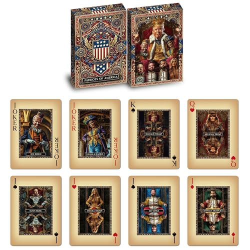 ASVP Shop Trump Spielkarten – Familie & Verbündete – Premium-Sammler-Deck mit Donald Trump, Melania, Ivanka, Elon Musk, J.D. Vance & The Jokers Biden & Kamala Harris – perfekt für Pokerabende von ASVP Shop