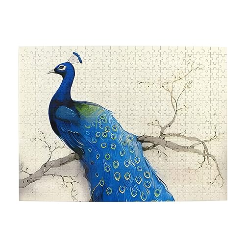 Blauer Pfau Druck Jigsaw Personalisierte Puzzle Holzpuzzle Lustiges Puzzle 500 Teile für Erwachsene Geburtstag von ASmeir