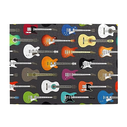 Buntes Gitarren-Druck-Puzzle, personalisierbar, Holzpuzzle, lustiges Puzzle, 500 Teile, für Erwachsenen-Geburtstag von ASmeir