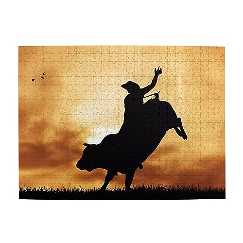 Cool Bull Riding Print Jigsaw Personalisierte Puzzle Holzpuzzle Lustiges Puzzle 500 Teile für Erwachsene Geburtstag von ASmeir