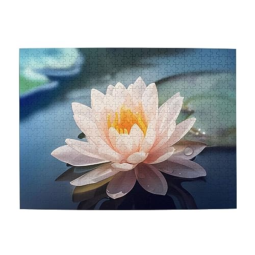 Lotus Blumen Druck Puzzle Personalisierte Puzzle Holzpuzzle Lustiges Puzzle 500 Teile für Erwachsene Geburtstag von ASmeir