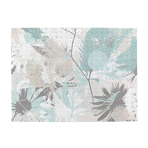 Mint Grey Leaves Print Jigsaw Personalisiertes Puzzle Holzpuzzle Lustiges Puzzle 500 Teile für Erwachsene Geburtstag von ASmeir