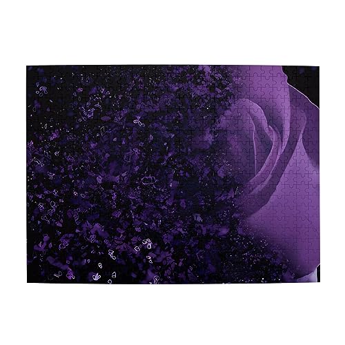 Purple Rose Print Jigsaw Personalisierte Puzzle Holzpuzzle Lustiges Puzzle 500 Teile für Erwachsene Geburtstag von ASmeir