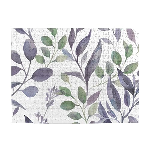 Purple Sage Green Leaves Print Jigsaw Personalised Puzzle Wooden Puzzle Funny Puzzle 500 Pieces For Adult Birthday von ASmeir