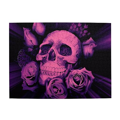 Purple Skulls And Roses Print Jigsaw Personalised Puzzle Wooden Puzzle Funny Puzzle 500 Pieces For Adult Birthday von ASmeir