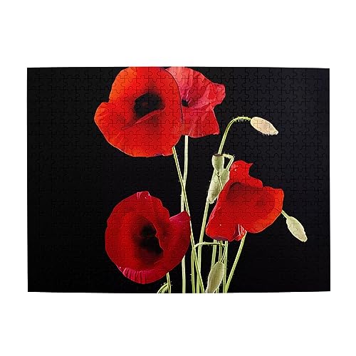 Red Flower Print Jigsaw Personalisierte Puzzle Holzpuzzle Lustiges Puzzle 500 Teile für Erwachsene Geburtstag von ASmeir