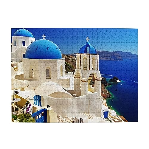 Santorini Griechische Insel Meerblick Druck Puzzle Personalisierte Puzzle Holzpuzzle Lustiges Puzzle 500 Teile für Erwachsene Geburtstag von ASmeir