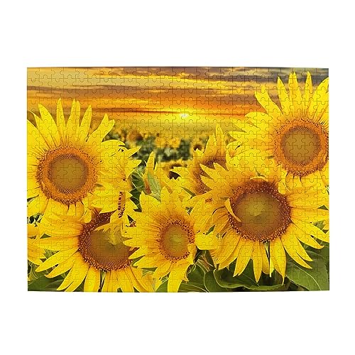 Sonnenblumenmuster Druck Puzzle Personalisierte Puzzle Holzpuzzle Lustiges Puzzle 500 Teile für Erwachsene Geburtstag von ASmeir