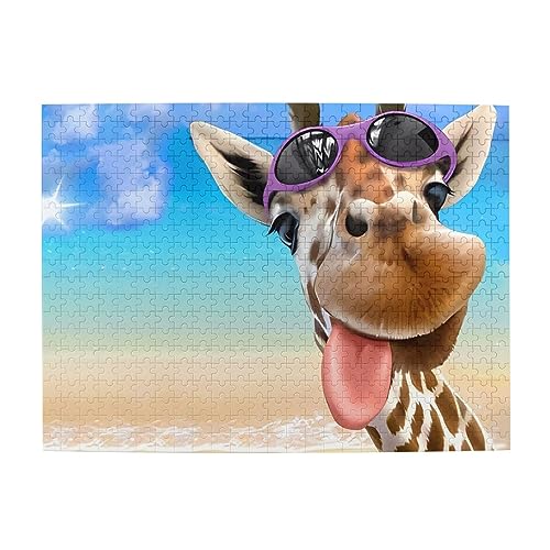 Strand Giraffe Druck Jigsaw Personalisierte Puzzle Holzpuzzle Lustiges Puzzle 500 Teile für Erwachsene Geburtstag von ASmeir