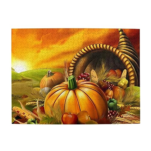 Thanksgiving Day Kürbis Druck Puzzle Personalisierte Puzzle Holzpuzzle Lustiges Puzzle 500 Teile für Erwachsene Geburtstag von ASmeir