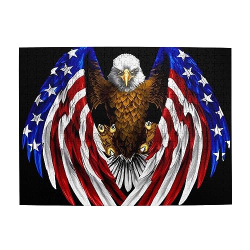 USA Flagge Patriotischer Adler Druck Jigsaw Personalisierte Puzzle Holzpuzzle Lustiges Puzzle 500 Teile für Erwachsene Geburtstag von ASmeir