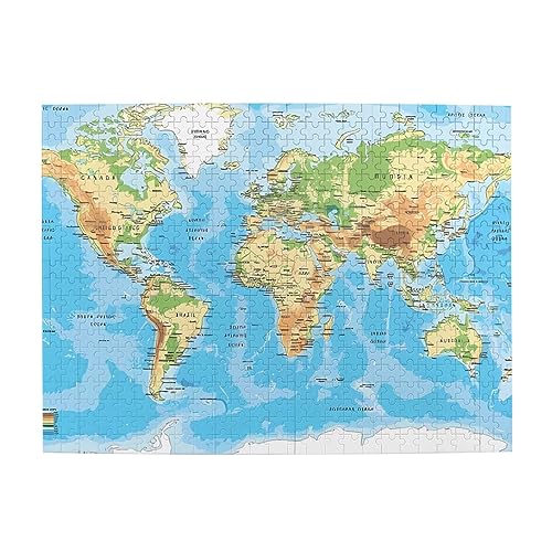 Weltkarte Druck Jigsaw Personalisierte Puzzle Holzpuzzle Lustiges Puzzle 500 Teile für Erwachsene Geburtstag von ASmeir