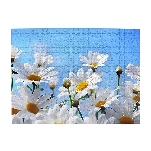 Wild White Daisy Flower Print Jigsaw Personalised Puzzle Wooden Puzzle Funny Puzzle 500 Pieces For Adult Birthday von ASmeir