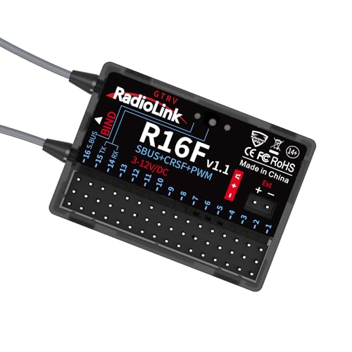 ATA HOBBY Radiolink R16F 16 Kanäle 2,4 GHz RC-Empfänger, funktioniert mit Radiolink-Fernbedienung T16D/T12D/RC4GS V3/RC6GS V3/RC8X, Fernsteuerungs-RC-Empfänger für RC-Autos, Boote und Roboter von ATA HOBBY