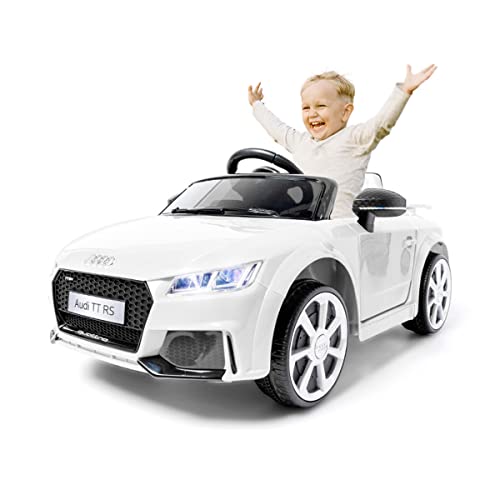 A u d i TT-RS Elektro-Auto für Kinder - Weiss - 12V Batterie mit Fernbedienung für Eltern von ATAA