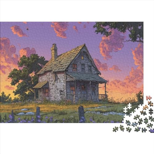 Berghütte 1000 Stück Puzzles Für Erwachsene Teenager Stress Abbauen Familien-Puzzlespiel 1000-teiliges Puzzle Kinder Lernspiel Spielzeug Geschenk Puzzel 1000pcs (75x50cm) von ATBNBNUIE