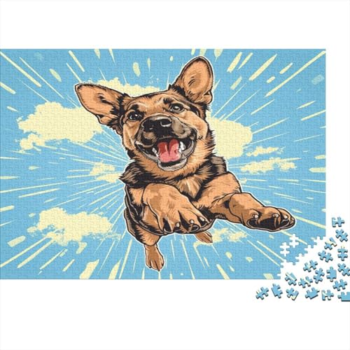 Deutscher Schäferhund 1000 Stück Puzzles Für Erwachsene Teenager Stress Abbauen Familien-Puzzlespiel 1000-teiliges Puzzle Kinder Lernspiel Spielzeug Geschenk Puzzel 1000pcs (75x50cm) von ATBNBNUIE