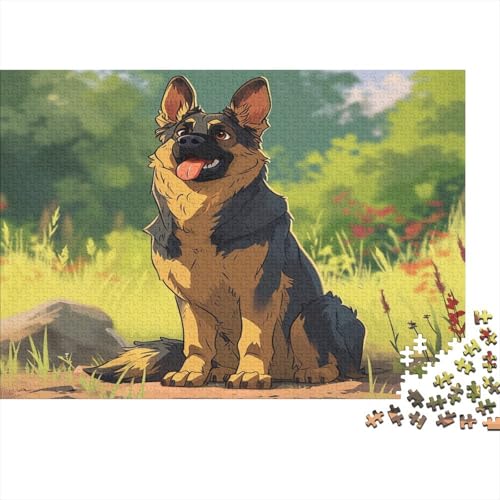 Deutscher Schäferhund Hund Puzzlespiel 1000 Teile Puzzle Für Erwachsene Und Kinder Ab 14 Jahren, Puzzle-Motiv Erwachsenen Puzzlespiel Puzzel 1000pcs (75x50cm) von ATBNBNUIE