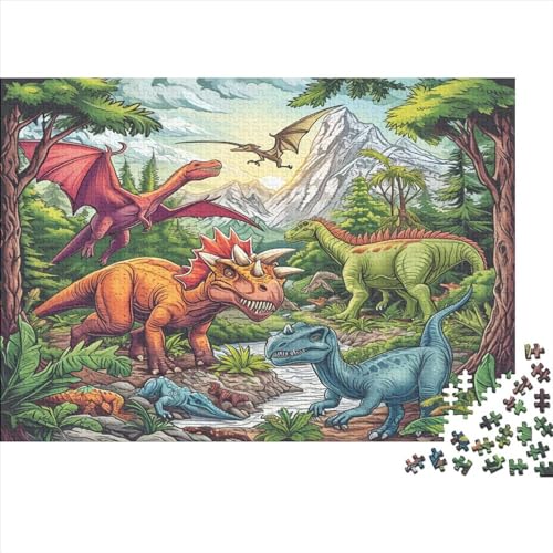 Dinosaurier 1000 Stück Puzzles Für Erwachsene Teenager Stress Abbauen Familien-Puzzlespiel 1000-teiliges Puzzle Kinder Lernspiel Spielzeug Geschenk Puzzel 1000pcs (75x50cm) von ATBNBNUIE