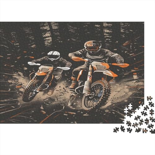 Dirt Bike 1000 Stück Puzzles Für Erwachsene Teenager Stress Abbauen Familien-Puzzlespiel Mit Poster in 1000-teiliges Puzzle Kinder Lernspiel Spielzeug Geschenk Puzzel 1000pcs (75x50cm) von ATBNBNUIE