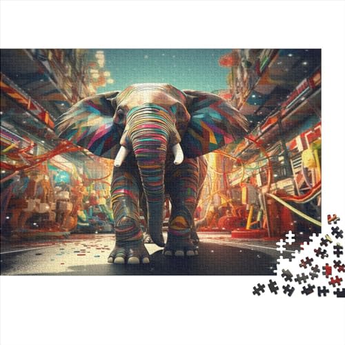 Elefant 1000 Stück Puzzles Für Erwachsene Teenager Stress Abbauen Familien-Puzzlespiel 1000-teiliges Puzzle Kinder Lernspiel Spielzeug Geschenk Puzzel 1000pcs (75x50cm) von ATBNBNUIE