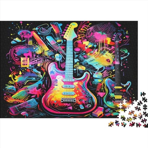 Gitarre Puzzle 1000 Teile Puzzles Für Erwachsene Lernspiel Herausforderungsspielzeug 1000-teilige Puzzlespiel Für Erwachsene Kinder Puzzel 1000pcs (75x50cm) von ATBNBNUIE