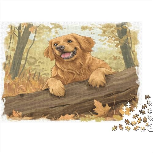 Golden Retriever 1000 Teile, Impossible Puzzle,Geschicklichkeitsspiel Für Die Ganze Familie, Erwachsenenpuzzle Ab 14 Jahren Puzzel 1000pcs (75x50cm) von ATBNBNUIE