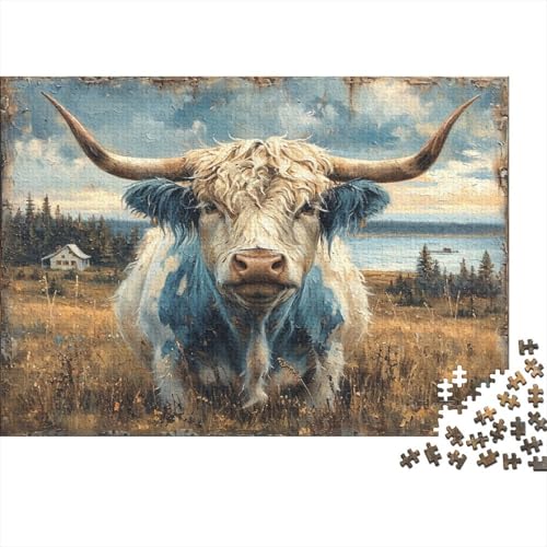 Highland Kattle 1000 Teile,Impossible Puzzle,Geschicklichkeitsspiel Für Die Ganze Familie, Erwachsenen Puzzlespiel Puzzel 1000pcs (75x50cm) von ATBNBNUIE