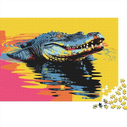 Oil Painting Krokodil Puzzle 1000 Teile Erwachsener Kniffel Spaß Für Die Ganze Familie - Abwechslungsreiche 1000 Puzzleteilige Motive Puzzle Erwachsene, Puzzel 1000pcs (75x50cm) von ATBNBNUIE