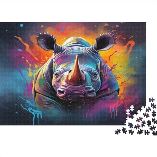 Rhinoceros 1000 Stück Puzzles Für Erwachsene Teenager Stress Abbauen Familien-Puzzlespiel 1000-teiliges Puzzle Kinder Lernspiel Spielzeug Geschenk Puzzel 1000pcs (75x50cm) von ATBNBNUIE