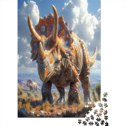 Triceratops Puzzle 1000 Teile,für Erwachsene, Impossible Puzzle,farbenfrohes Legespiel,Geschicklichkeitsspiel Für Die Ganze Familie,Erwachsenenpuzzle Puzzel 1000pcs (75x50cm) von ATBNBNUIE