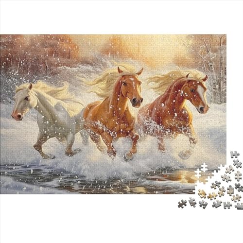 White Pferd Puzzlespiel 1000 Teile Erwachsene -Puzzle 1000 Stück Spiel Puzzles Für Erwachsene Kinder Puzzle Erwachsenen Puzzlespiel Puzzel 1000pcs (75x50cm) von ATBNBNUIE