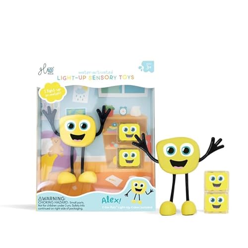 Glo Pals Badefiguren inkl. leuchtende Würfel Leuchtende Figuren für EIN einzigartiges sensorisches Erlebnis und Magische Badezeit (Alex gelb) von ATC Handels GmbH