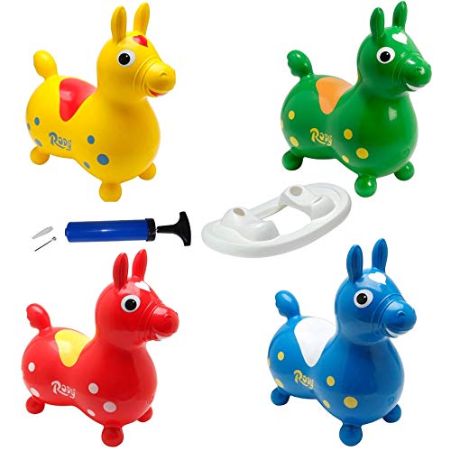 Rody Komplett-Set, Sprungpferd + Schaukel + Pumpe von ATC. Hüpftier Rock n Rody Cavallo Ledraplastic Gymnic (blau) von ATC Handels GmbH