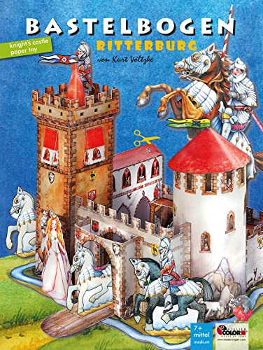 Ritterburg Bastelbogen Bastelset zum Basteln mit Papier für Kinder ab 6+ Jahren Burg Ritter & Prinzessin Papiermodelle zum Spielen von ATELIER COLOR