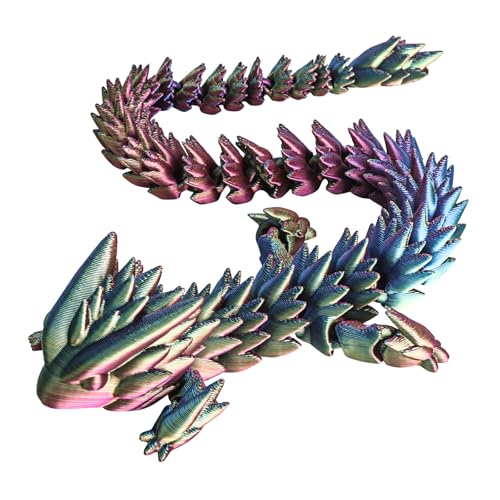 ATESSON 3D-gedruckter Drache, 3D-gedruckte Tiere, mehrfarbiger beweglicher Drache, Kristalldrache, Drache, Fidget-Spielzeug, Heimbüro-Dekoration, Schreibtisch-Spielzeug (bunt) von ATESSON